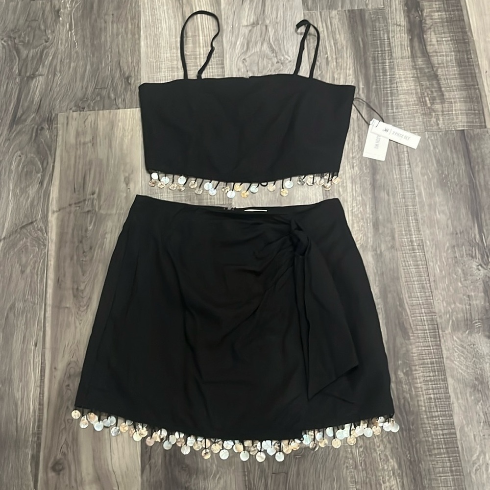 Jason Wu crop top and mini skirt 2 piece set black size 6